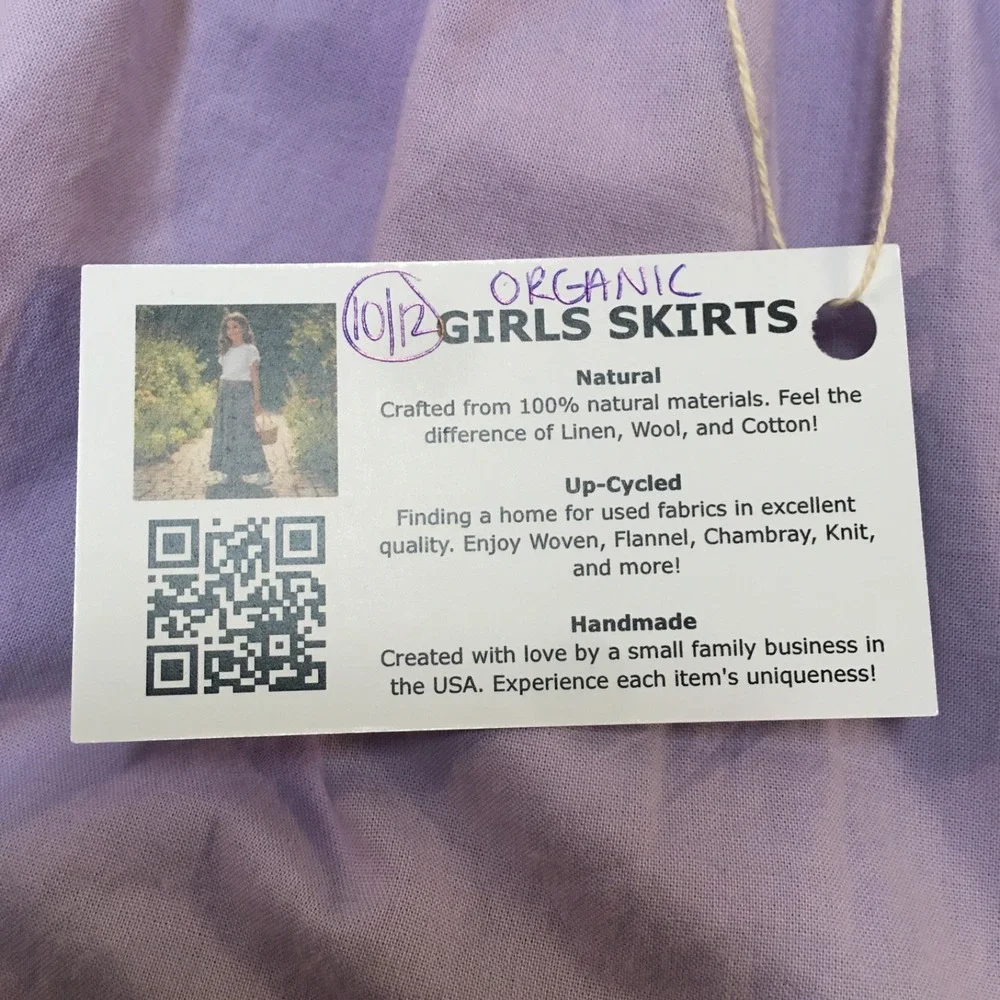 Skirt ORGANIC Girls 10/12 Midi Purple Ruffle Tiered Cotton Mom and Pop's Kids - Picture 5 of 10